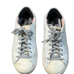 P448 John Sneaker Women's Leather White Gray Pink Size 7 US 37 EU